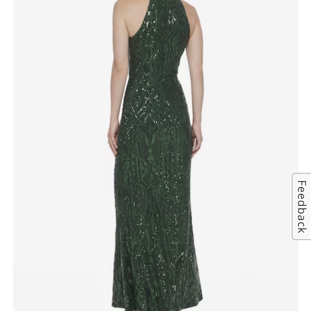 Vince Camuto Sequined Halter-neck Dress Deep Emerald Green